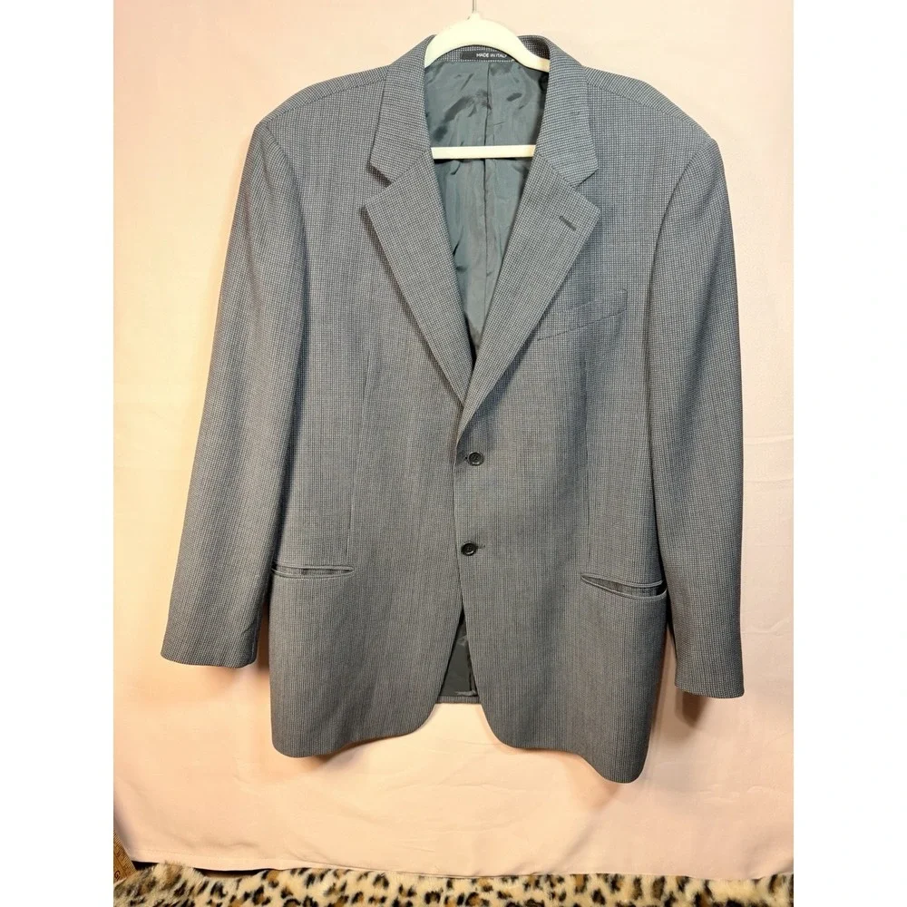Armani Collections 46R Gray Micro Check Mens Wool Sport Coat 2-Button  Italy